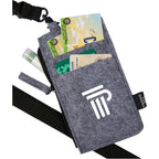 Recycled Felt Lanyard Wallet with Wristlet Strap Full Color - Charcoal - Left Angle Propped