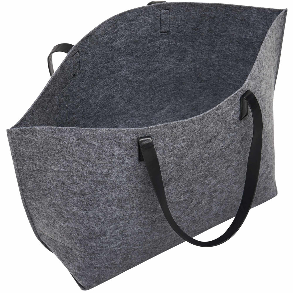 Recycled Felt Shoulder Tote, 22 L - Charcoal - Right Angle 2