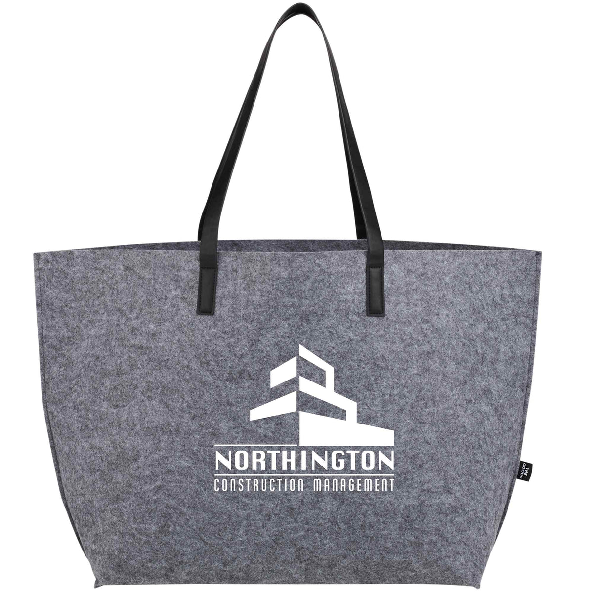 Recycled Felt Shoulder Tote, 22 L Full Color - Charcoal - Front