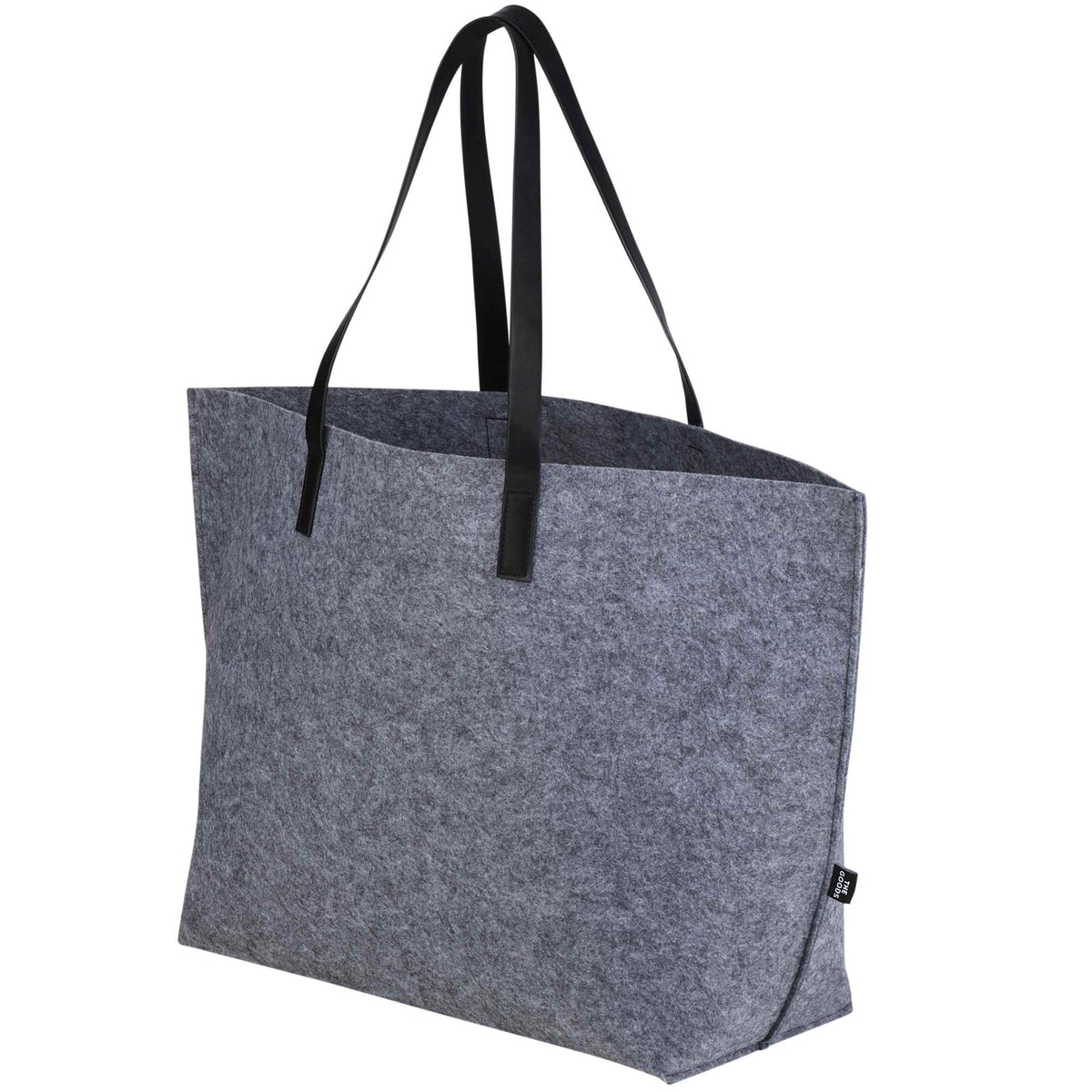 Recycled Felt Shoulder Tote, 22 L Full Color - Charcoal - Left Angle