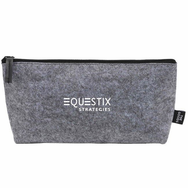 Recycled Felt Zippered Pouch, Charcoal Full Color