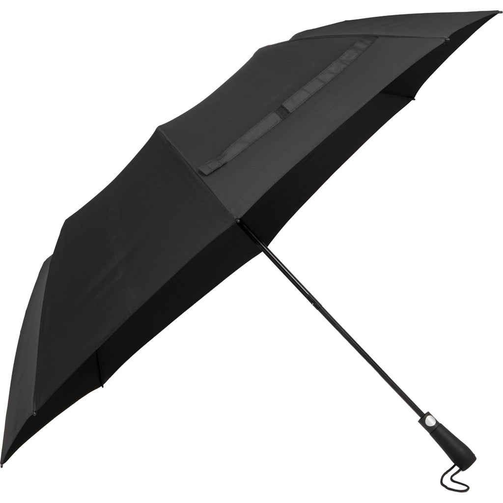 Recycled Folding Golf Umbrella with Auto Open, 58 Inch - Black - Right Angle 2
