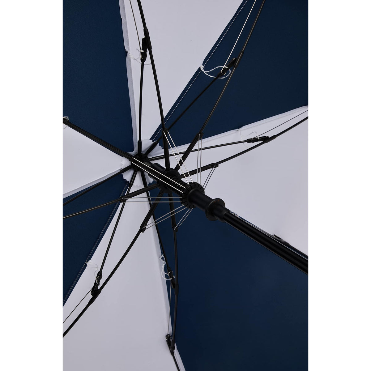 Recycled Folding Golf Umbrella with Auto Open, 58 Inch - Navy/White - Canopy
