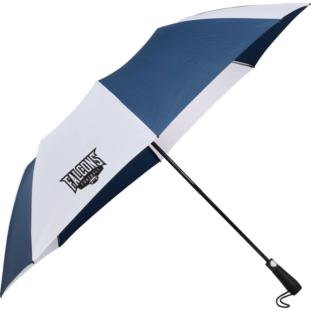 Recycled Folding Golf Umbrella with Auto Open, 58 Inch - Navy/White - Right Angle