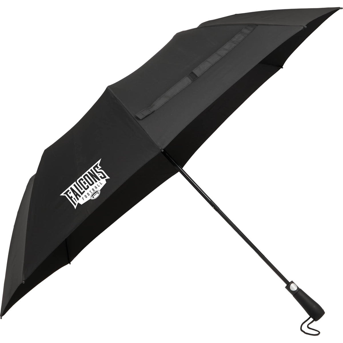 Recycled Folding Golf Umbrella with Auto Open, 58 Inch Transfer - Black - Right Angle