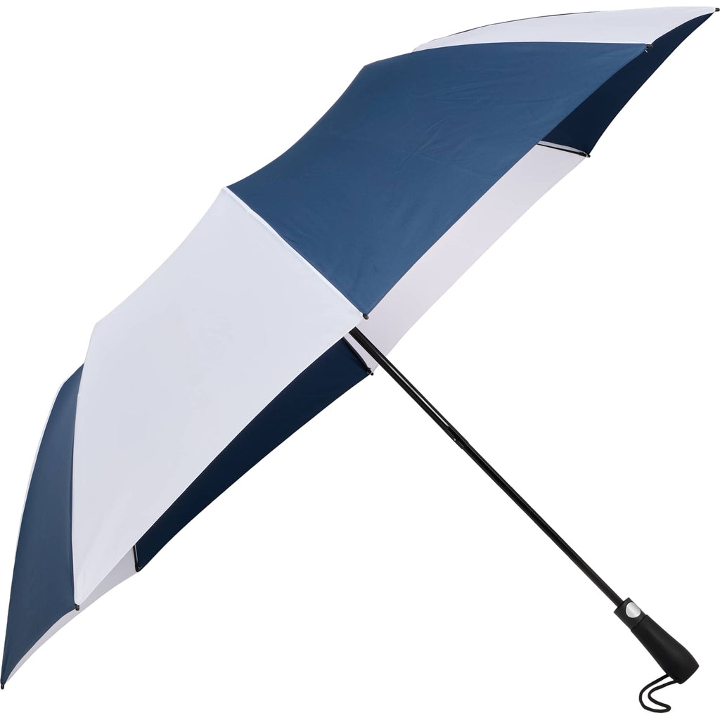 Recycled Folding Golf Umbrella with Auto Open, 58 Inch Transfer - Navy/White - Right Angle 2