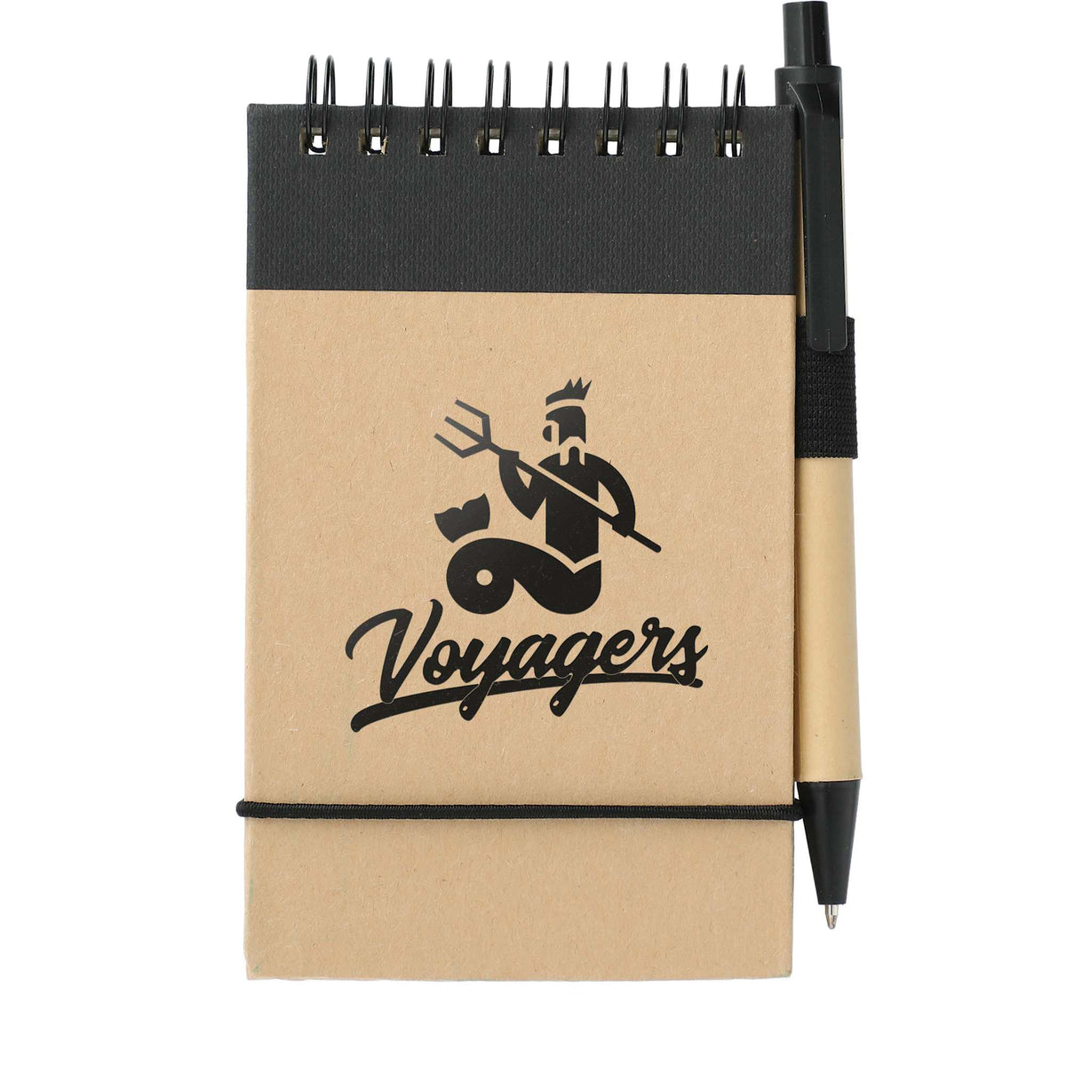 Recycled Jotter and Pen Set, 5 x 3 Inches - Black - Front