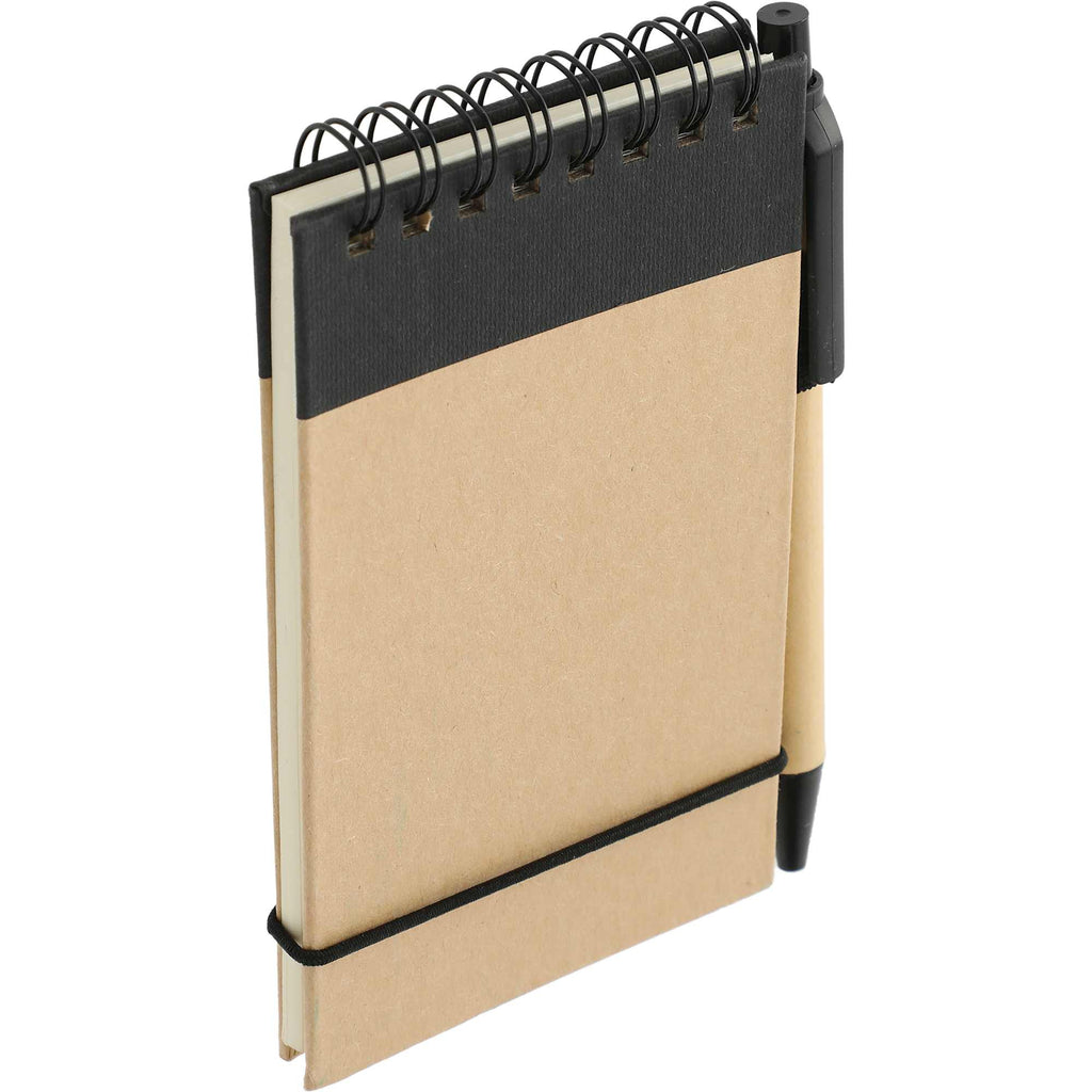Recycled Jotter and Pen Set, 5 x 3 Inches - Black - Right Angle
