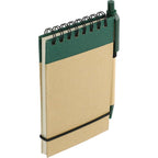 Recycled Jotter and Pen Set, 5 x 3 Inches - Natural w/Green Trim - Right Angle