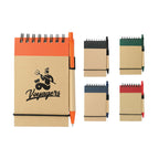 Recycled Jotter and Pen Set, 5 x 3 Inches - Natural w/Orange Trim - Front Group