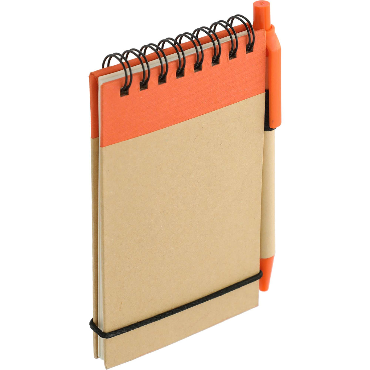 Recycled Jotter and Pen Set, 5 x 3 Inches - Natural w/Orange Trim - Right Angle