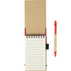 Recycled Jotter and Pen Set, 5 x 3 Inches - Natural w/Red Trim - Front 2