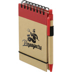 Recycled Jotter and Pen Set, 5 x 3 Inches - Natural w/Red Trim - Left Angle