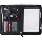 Recycled Junior Zip Padfolio with USB and Card Holders Debossing - Black - Front 2