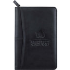 Recycled Junior Zip Padfolio with USB and Card Holders Debossing - Black - Front