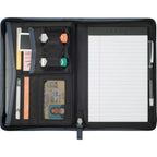 Recycled Junior Zip Padfolio with USB and Card Holders Debossing - Navy - Front 4