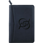 Recycled Junior Zip Padfolio with USB and Card Holders Debossing - Navy - Front