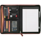 Recycled Junior Zip Padfolio with USB and Card Holders Debossing - Terra Cotta - Front 2