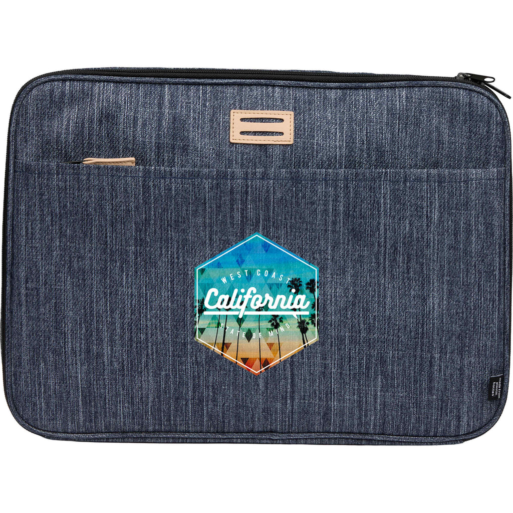 Recycled Laptop Mobile Office Case, Navy Heather Embroidery - Heather Navy - Front