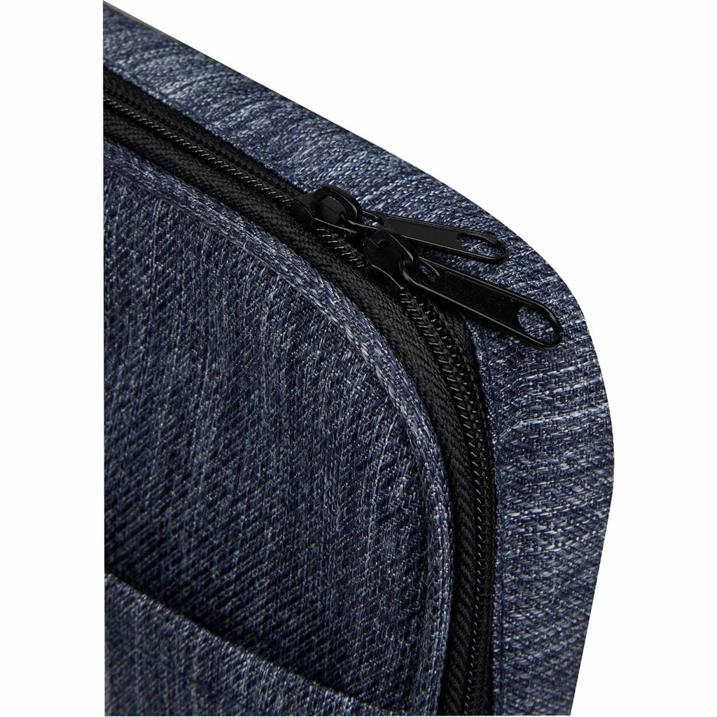 Recycled Laptop Mobile Office Case, Navy Heather Embroidery - Heather Navy - Left Angle 2