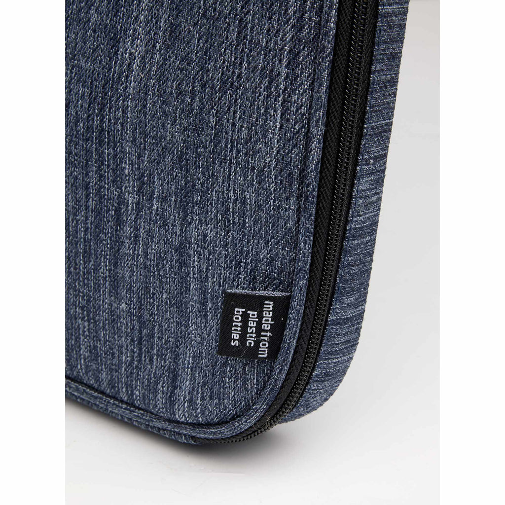 Recycled Laptop Mobile Office Case, Navy Heather Embroidery - Heather Navy - Left Angle