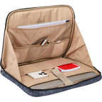 Recycled Laptop Mobile Office Case, Navy Heather Embroidery - Heather Navy - Open