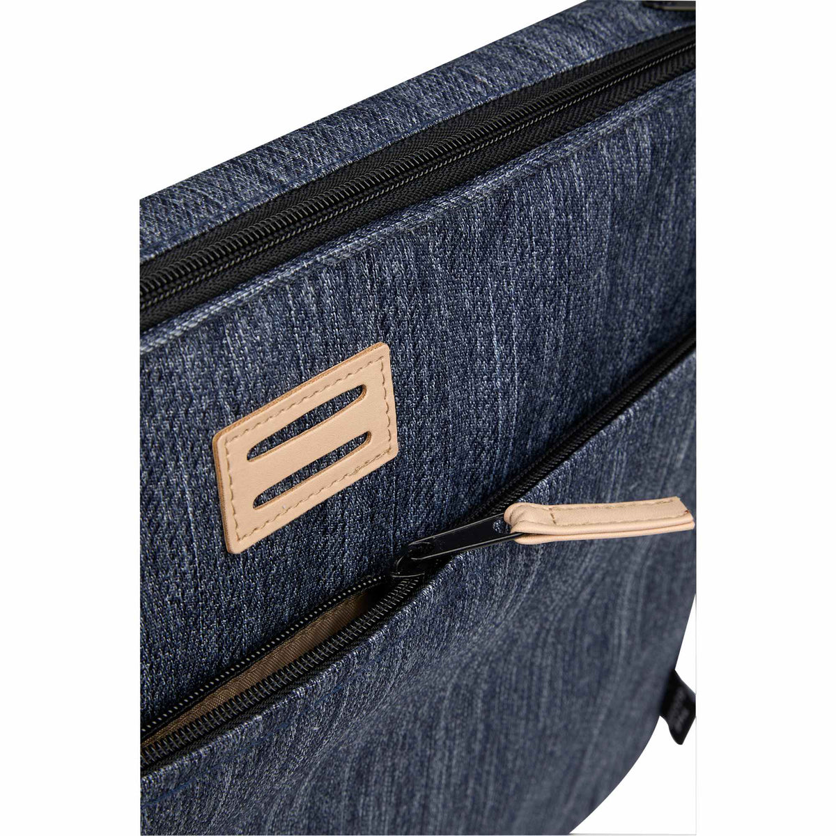 Recycled Laptop Mobile Office Case, Navy Heather Embroidery - Heather Navy - Right Angle 2
