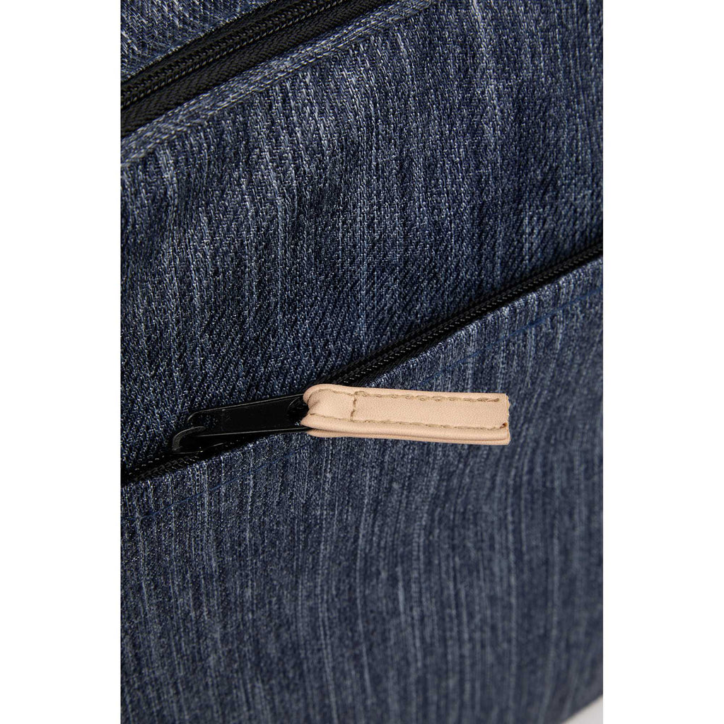 Recycled Laptop Mobile Office Case, Navy Heather Embroidery - Heather Navy - Right Angle 3