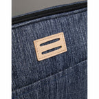 Recycled Laptop Mobile Office Case, Navy Heather Embroidery - Heather Navy - Right Angle 4