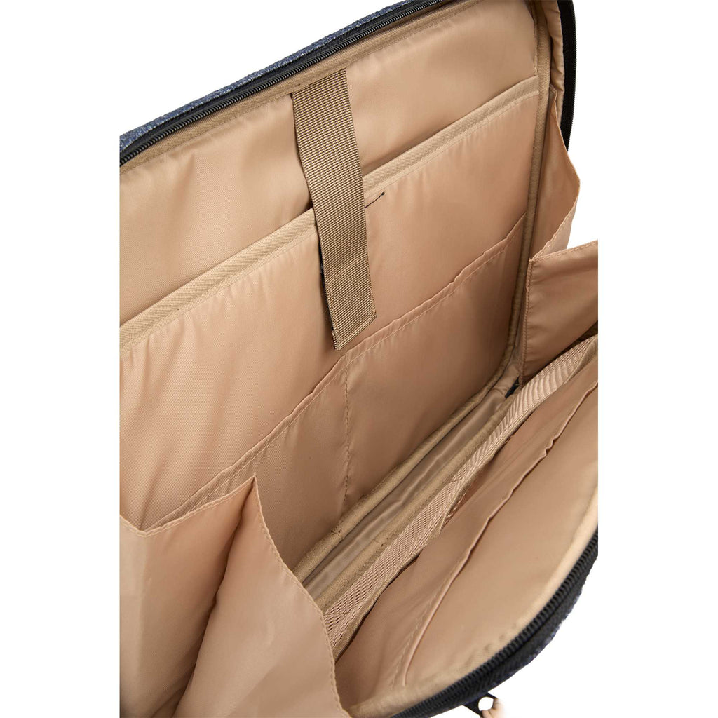 Recycled Laptop Mobile Office Case, Navy Heather Embroidery - Heather Navy - Right Angle 5