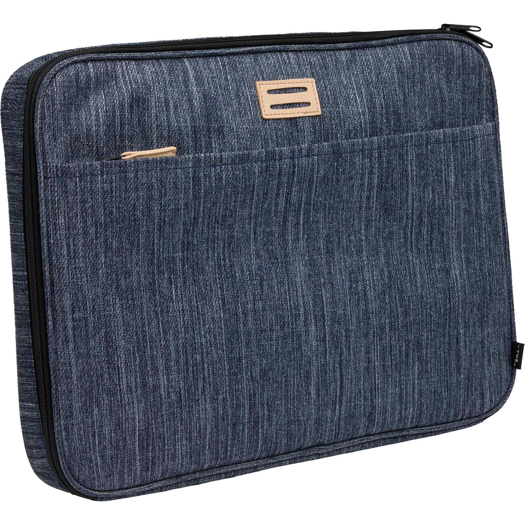Recycled Laptop Mobile Office Case, Navy Heather Embroidery - Heather Navy - Right Angle 6