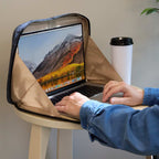 Recycled Laptop Mobile Office Case, Navy Heather Embroidery - Heather Navy - Right Angle Lifestyle