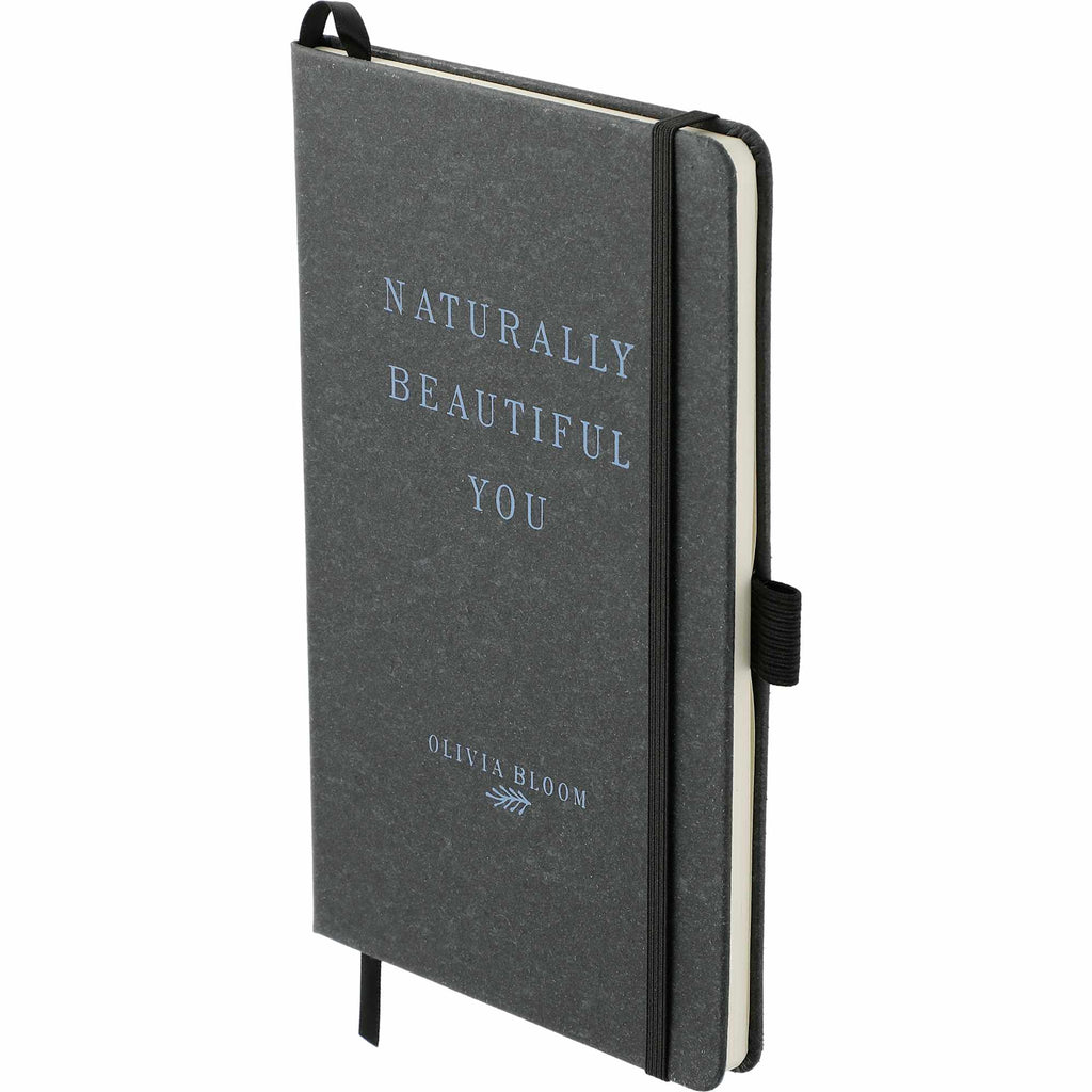 Recycled Leather Hardcover Journal, 5.5 x 8.5 Inches - Black - Left Angle