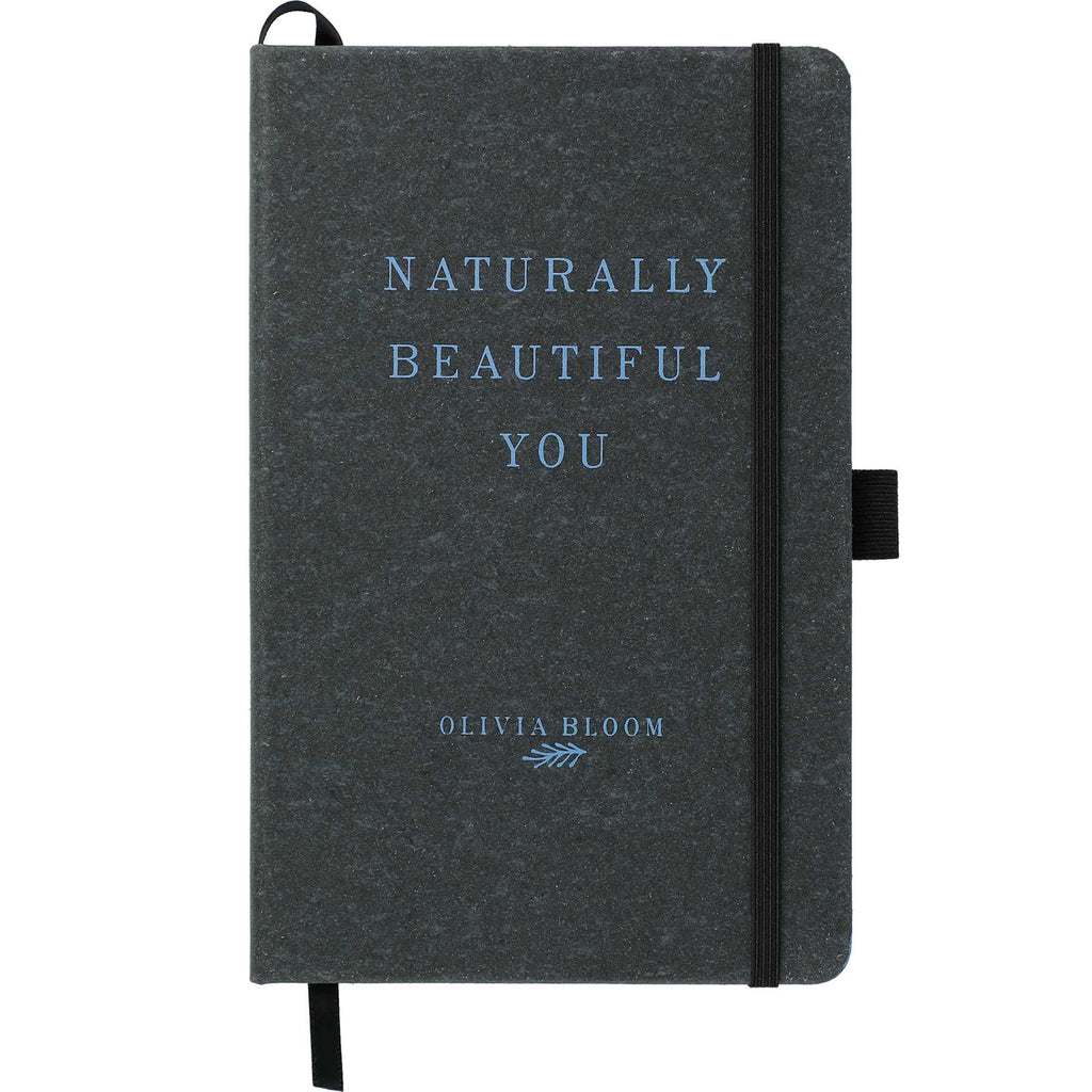 Recycled Leather Hardcover Journal, 5.5 x 8.5 Inches Debossing - Black - Front 2