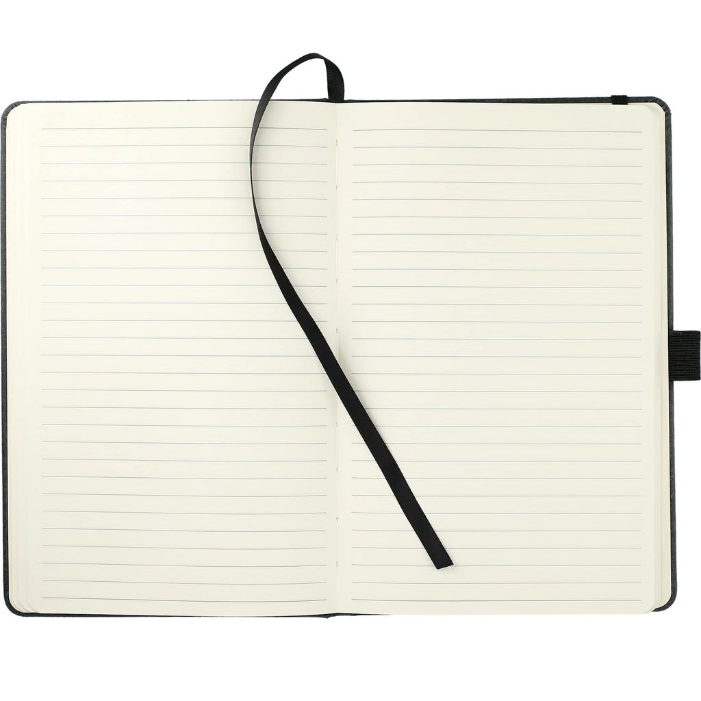 Recycled Leather Hardcover Journal, 5.5 x 8.5 Inches Debossing - Black - Front 3