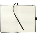 Recycled Leather Hardcover Journal, 5.5 x 8.5 Inches Debossing - Black - Front 3