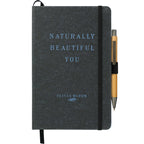 Recycled Leather Hardcover Journal, 5.5 x 8.5 Inches Debossing - Black - Front