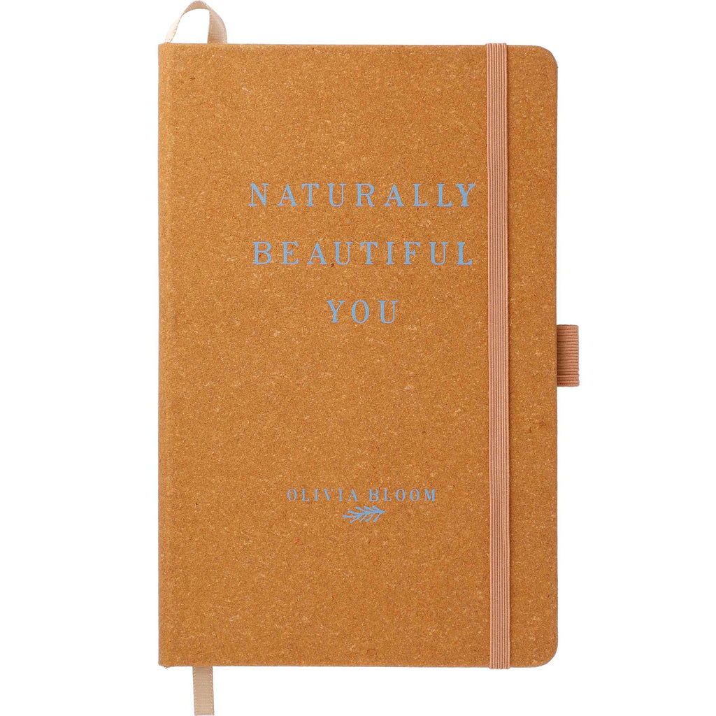 Recycled Leather Hardcover Journal, 5.5 x 8.5 Inches Debossing - Natural - Front 2