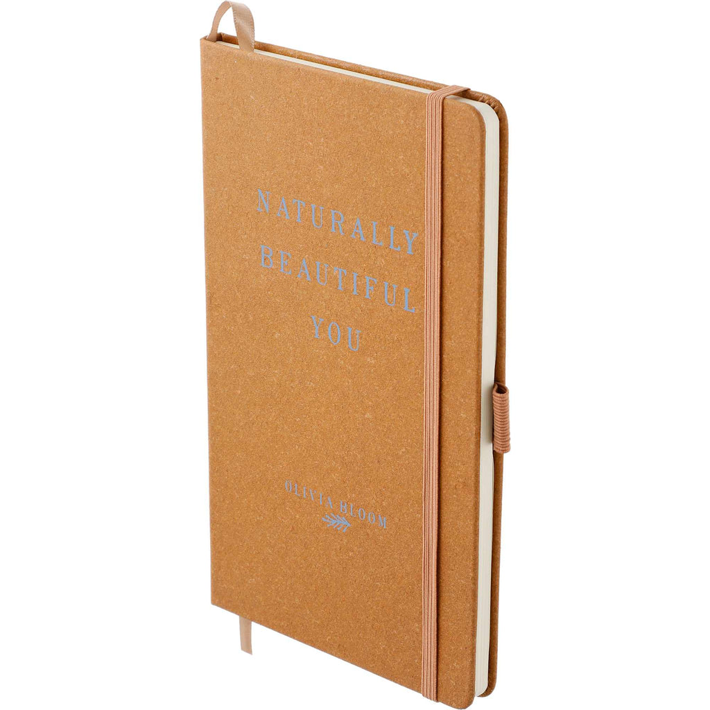 Recycled Leather Hardcover Journal, 5.5 x 8.5 Inches Debossing - Natural - Left Angle