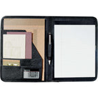 Recycled Leather Writing Pad with Organizer - Black - Front 2