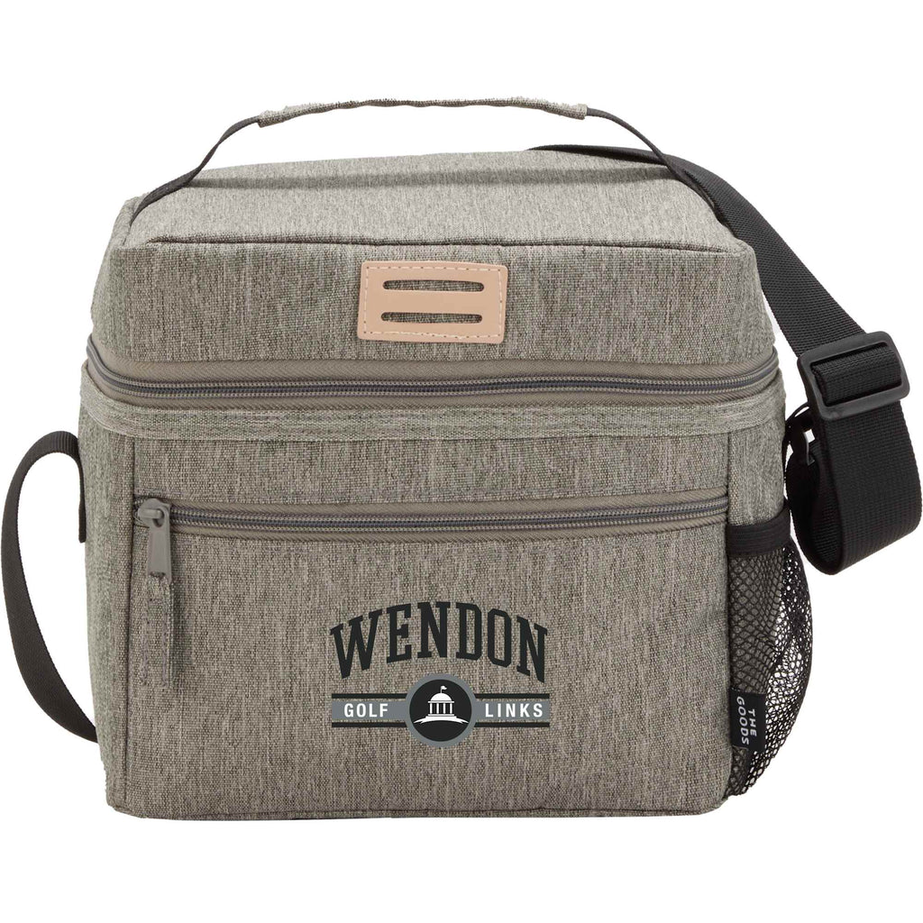 Recycled Lunch Cooler with Lash Tab, 9 Cans Embroidery - Gray - Front