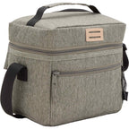 Recycled Lunch Cooler with Lash Tab, 9 Cans Embroidery - Gray - Right Angle