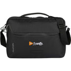 Recycled Messenger Briefcase with Padded Laptop Compartment Transfer - Black - Front