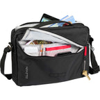 Recycled Messenger Briefcase with Padded Laptop Compartment Transfer - Black - Propped
