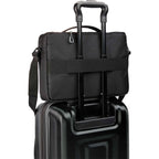 Recycled Messenger Briefcase with Padded Laptop Compartment Transfer - Black - Trolley