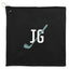 Recycled Microfiber Golf Towel with Hook, 15 x 15 Inches Transfer - Black - Front