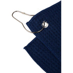 Recycled Microfiber Waffle Golf Towel with Hook, 15 x 18 Inches Embroidery - Navy - Detail