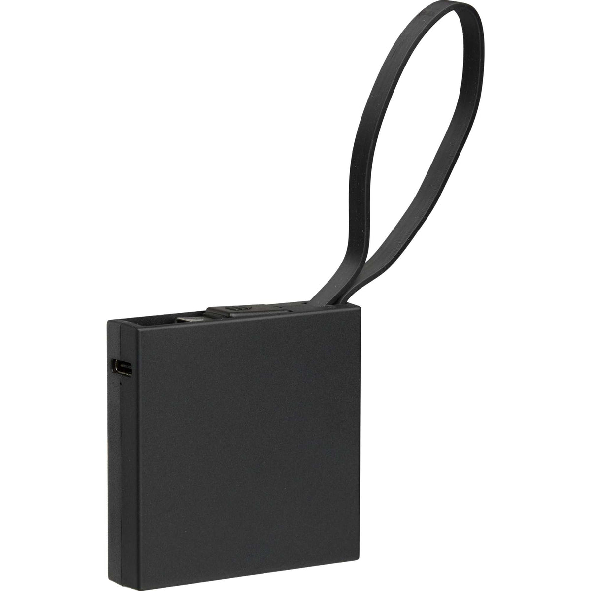 Recycled Mini Power Bank with Lanyard Cable, 2,000 mAh Full Color - Black - Right Angle