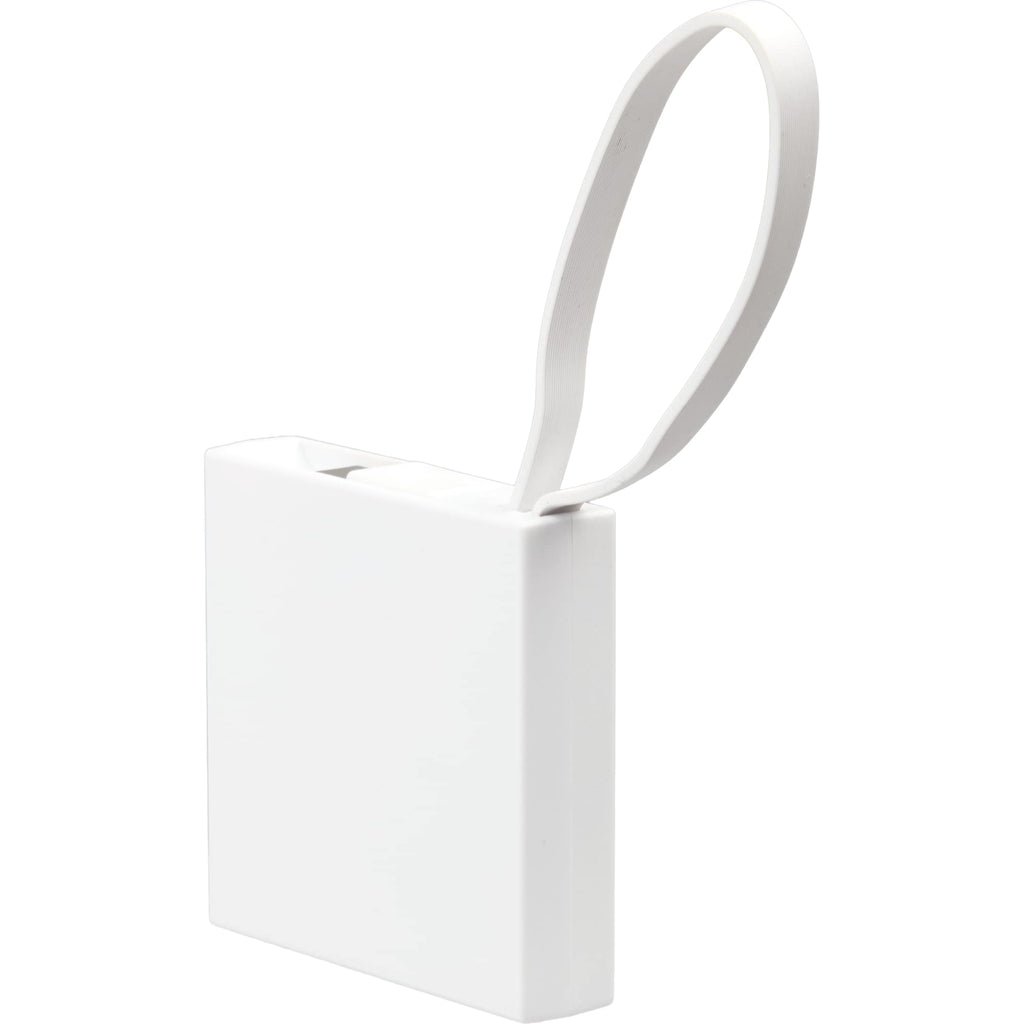 Recycled Mini Power Bank with Lanyard Cable, 2,000 mAh Full Color - White - Left Angle