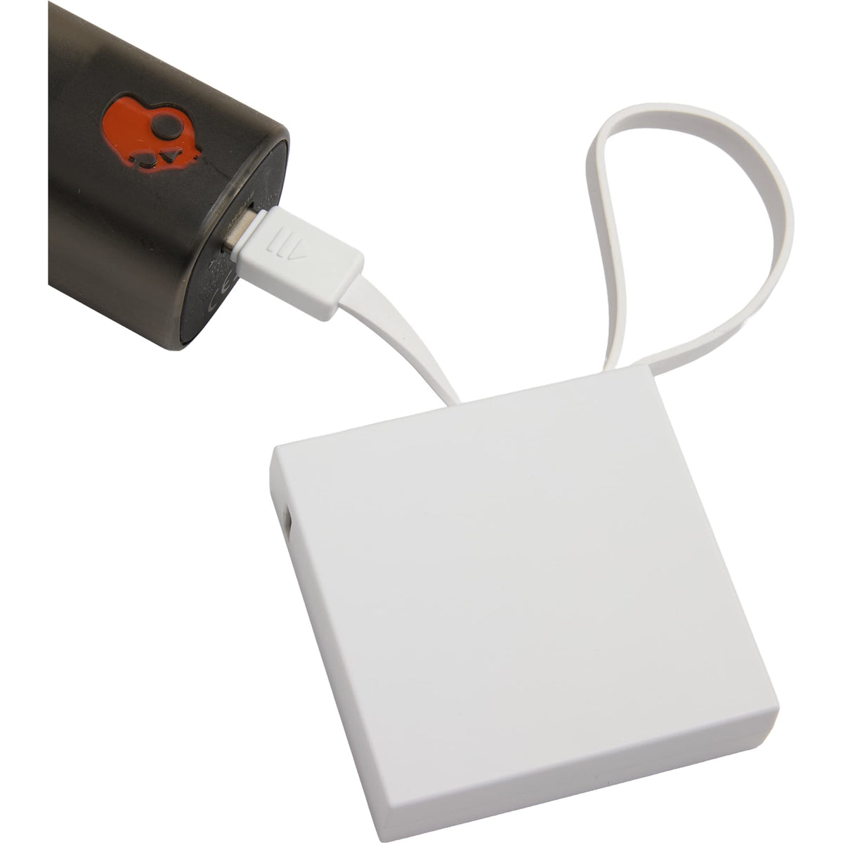 Recycled Mini Power Bank with Lanyard Cable, 2,000 mAh Full Color - White - Propped